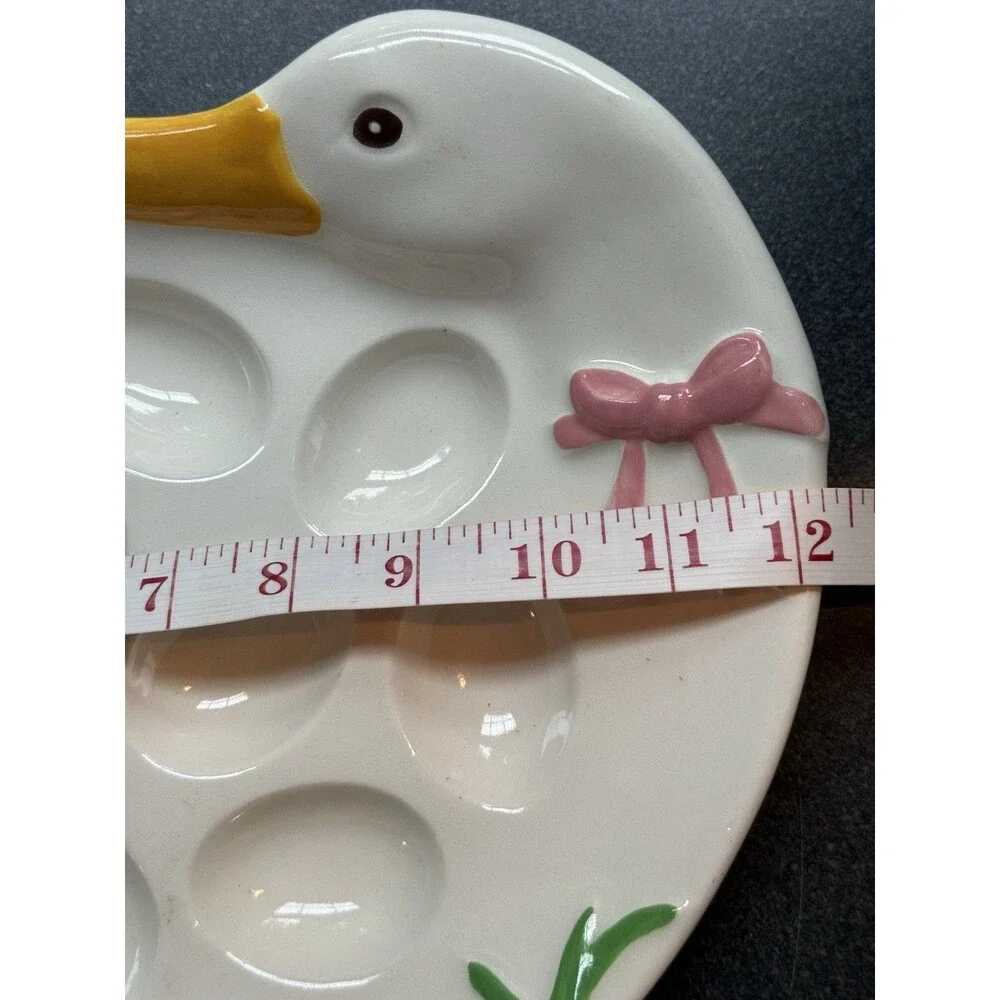 Vtg Treasure Craft Duck Goose Deviled Egg Serving Platter Ceramic 12 Egg Easter